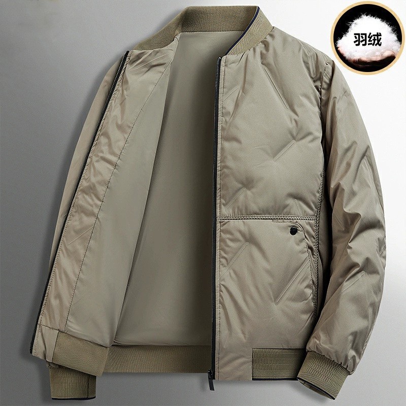 High-end light luxury down jacket for men, light and short, middle-aged business men's baseball collar jacket, dad jacket, trendy jacket