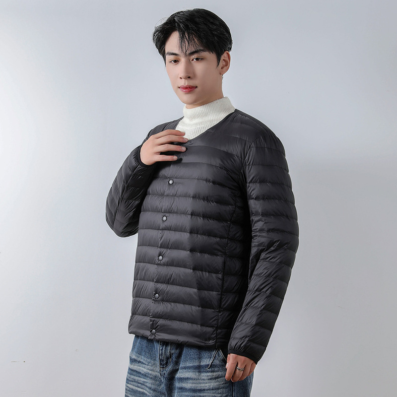 Winter Siyu New Men's 90 Down Solid Color Men's V-neck Round Neck Down Liner Down Jacket Large Size Jacket