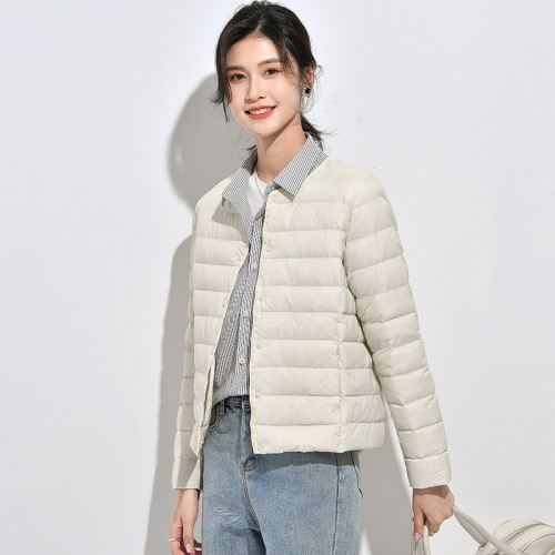 Lightweight down jacket for women, short, autumn and winter, lightweight liner, inner wear, round neck warm large size jacket