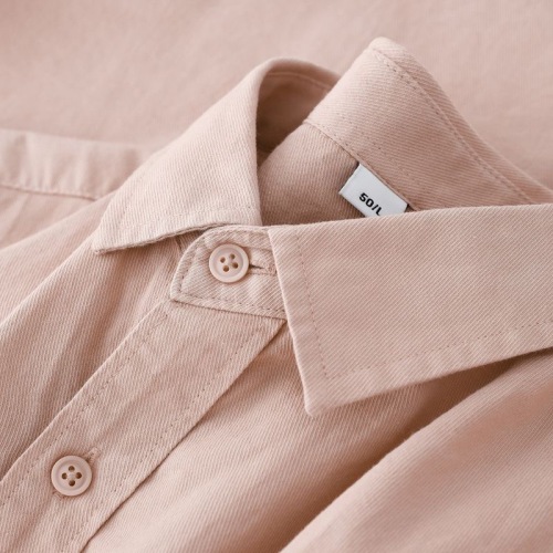 I can’t refuse the pink! Japanese simple pure cotton long-sleeved shirt for women, casual and versatile solid color lapel top for autumn