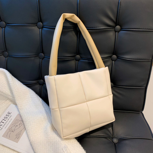 Handbag Fashion Splicing Niche Design Space Cotton Bag Diamond Hand Shoulder Bag Women's New Trendy Bag