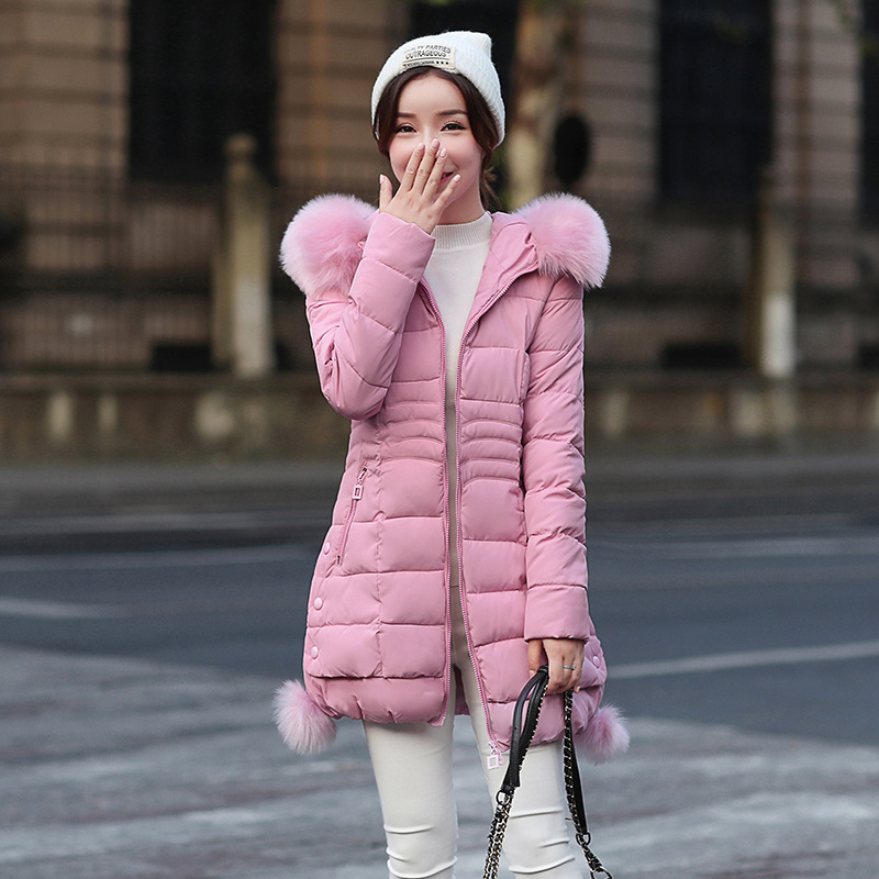 New winter cotton-padded coat for women Korean style slim-fitting mid-length long-sleeved coat cotton coat hooded cotton-padded jacket