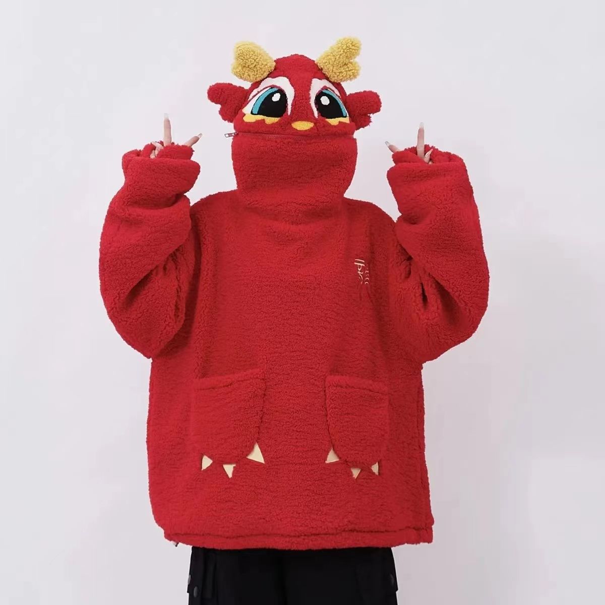 New coat autumn and winter lamb velvet 2023 cartoon thickened warm top ins non-pilling hot style Maillard