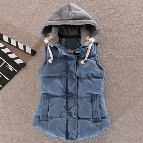 2019 Autumn and Winter Cotton Vest Women's Korean Version Large Size Cross-Border Vest Hooded Short Warm Vest