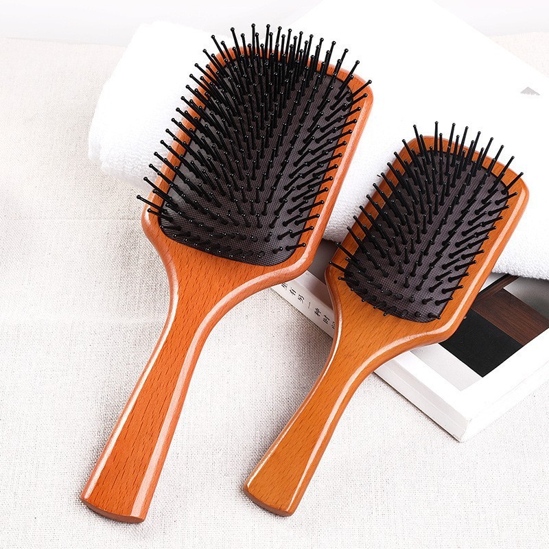 Wholesale large and small portable massage air bag comb for smoothing curly hair large board beech wood air cushion comb hairdressing comb