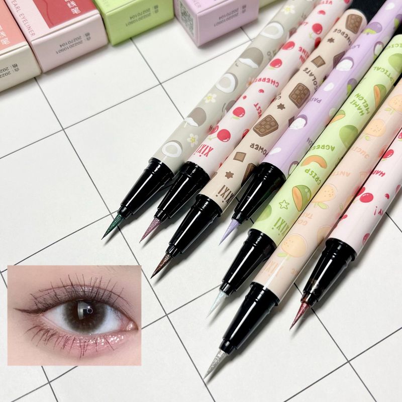 xixi Liquid Eyeliner Pen Rose Flash Silver Brightening Long-lasting Non-smearing Waterproof Novice Slim Diamond Pen New Product