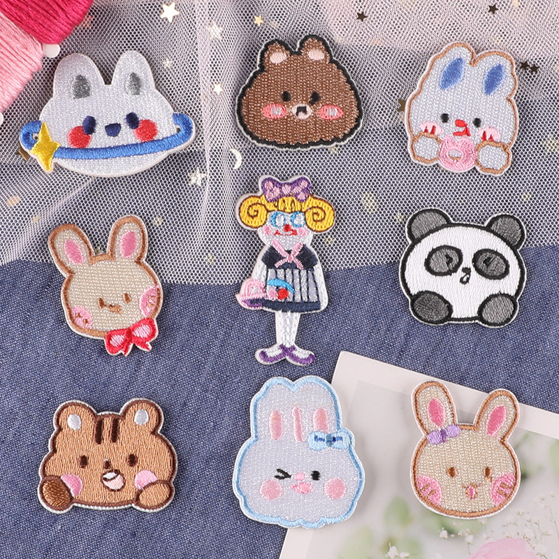 Computer embroidery label cute animal avatar Zhangzi clothing accessories clothing and hat decoration DIY self-adhesive embroidery cloth stickers