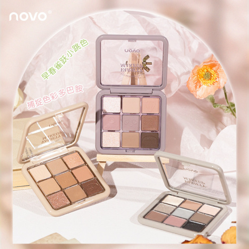 NOVO5877 nine-color eyeshadow palette earth-tone ultra-shiny, non-removable, sparkling, water-proof, low-priced student ins