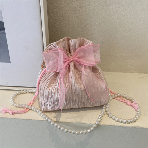 Summer Bags for Women 2024 Popular New Trend Fashion Versatile Crossbody Bag Pearl Pleated Women's Shoulder Bag