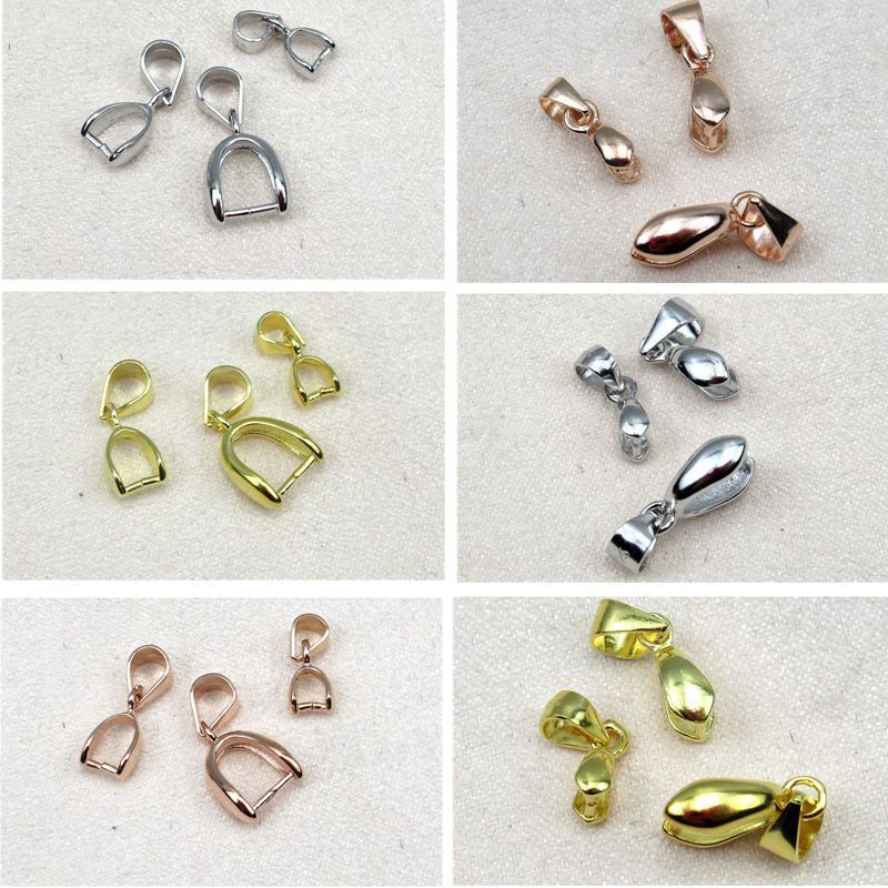 Sterling silver pendant clip, 925 silver clip, jade pendant buckle, pendant jade clip, emerald jade crystal clip