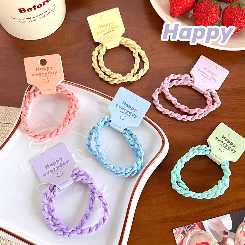 Macaron color small fresh braided twist hair tie new basic base rubber band girl hair tie headband