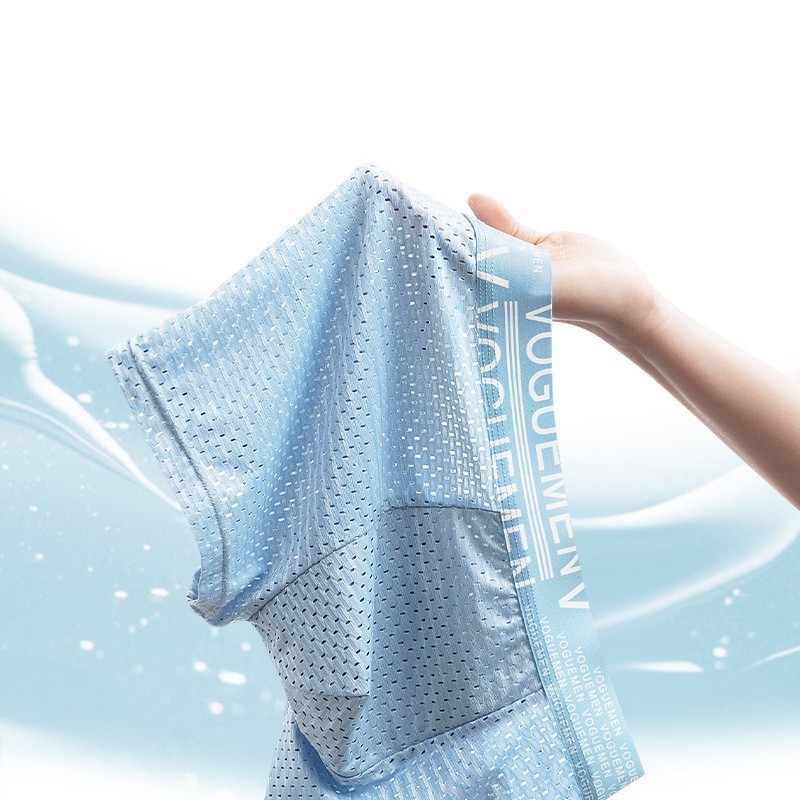 Underwear Men's Ice Silk Summer Boxer Briefs Graphene Men's Boxer Briefs Mesh Breathable Large Size Shorts