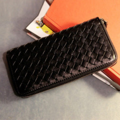 Korean style trendy wallet long woven wallet for men and women couple card holder wallet woven clutch