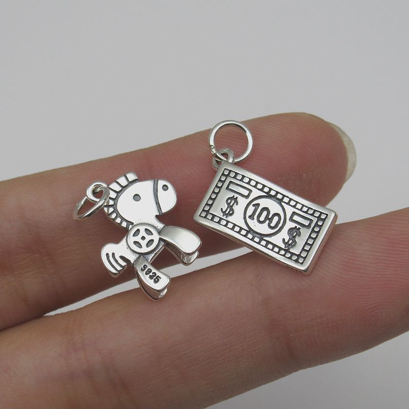 s925 sterling silver plain silver pendant Thai silver accessories handmade DIY pony bracelet necklace jewelry accessories materials