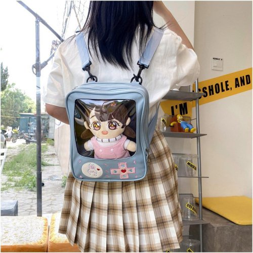 Japanese creative funny personality cute cute cartoon soft girl student game machine transparent pu backpack soft girl school bag