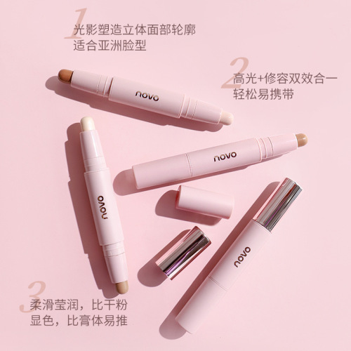 Makeup NOVO double-ended contour stick and highlight stick, three-dimensional modification nose shadow shadow silhouette face brightening stick
