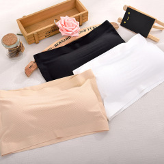 One-piece seamless tube top anti-exposure ice silk breathable hole underwear women's chest-wrapping bottoming bra
