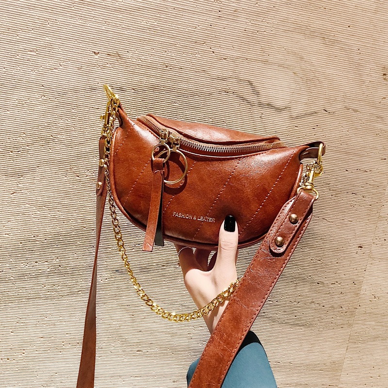 Bags for women, new women's waist bag, trendy, versatile, lightweight, retro chest bag, textured one-shoulder diagonal dumpling bag