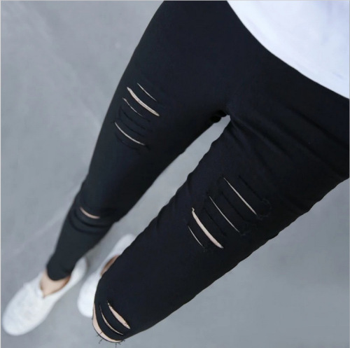 Ripped new summer leggings women's pocket pencil pencil pants plus size trousers