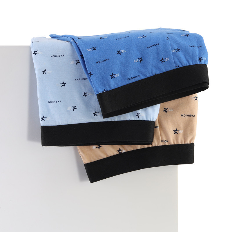 Pure cotton printed men's underwear, cotton boxer briefs, boys' underwear, large size student breathable shorts, youth mid-waist