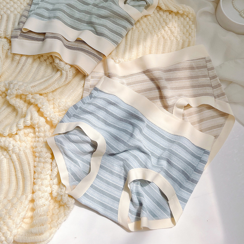 DFL8030 "Heart of the Ocean" colorful gauze striped solid color simple hip-covering skin-friendly nude mid-waist underwear for girls