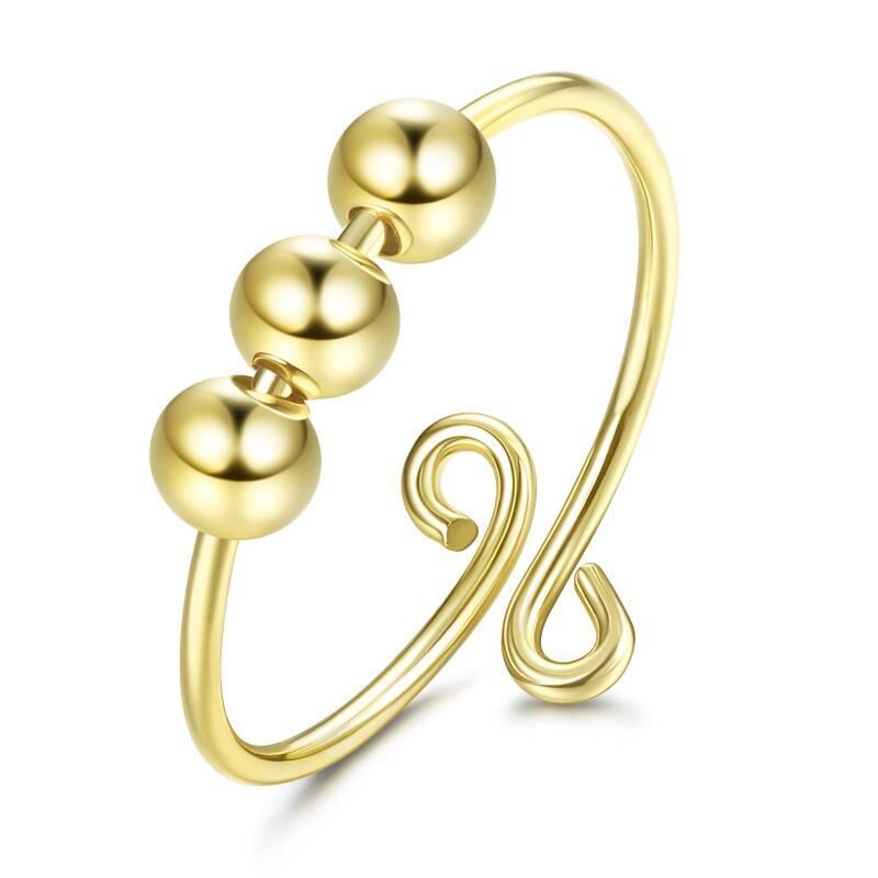 Rotating Ring Women's Men's Anxiety Ring Adjustable Thin Beads Ring Jewelry