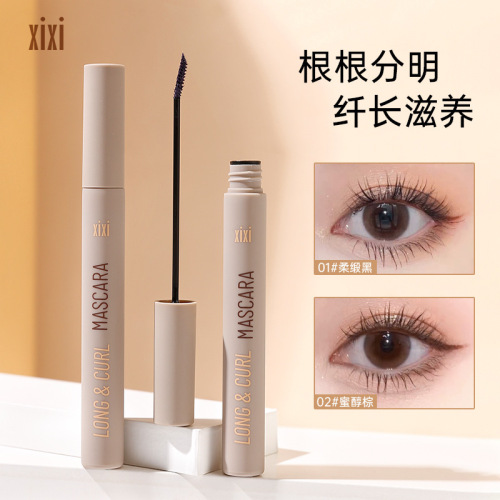 xixi long and curling mascara is waterproof and does not smudge. Waterproof and styling color mascara with clear roots.