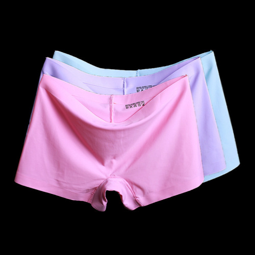 Summer new style ice silk women's breathable boxer briefs solid color cotton file anti-exposure safety pants for women