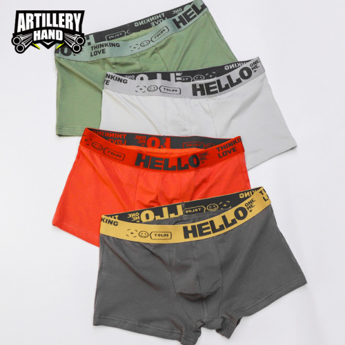 Solid color cotton boxer men's boxer briefs wholesale low waist trendy underwear men's boxer briefs