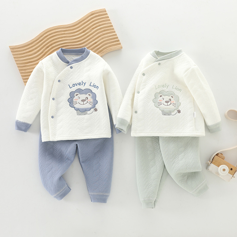Baby thermal underwear set pure cotton male and female baby split clothes cotton newborn newborn thickened bottoming two-piece set