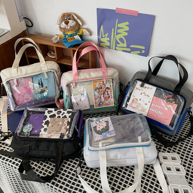 Pain bag baby bag Japanese Harajuku style color matching versatile women's bag transparent bag bar doll bag shoulder bag crossbody bag