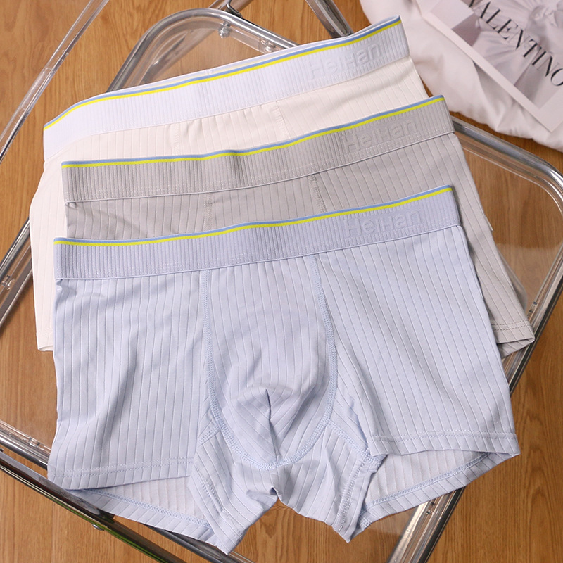 Men's boxer briefs striped breathable bottoms for teenagers boys shorts modal cotton comfortable summer