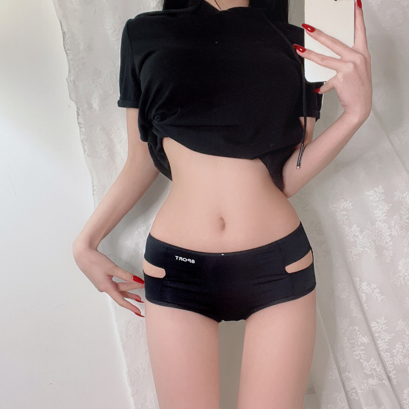 Sport sports high-waisted underwear for women to control the abdomen and lift the hips without restraints, hollow women's underwear, breathable European and American styles