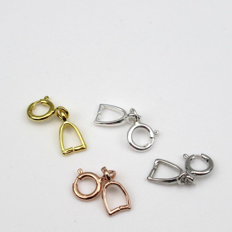 925 sterling silver electric gold buckle jade pendant clip buckle jade buckle buckle head spring buckle clip handmade DIY material pendant buckle buckle