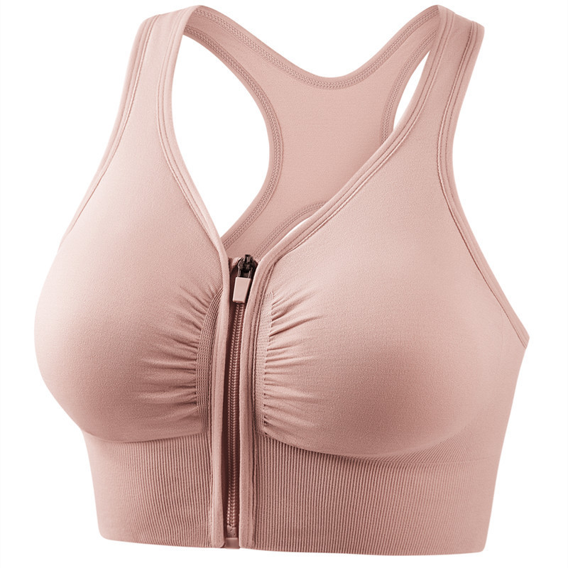 Front zipper sports bra women's cross back bra shockproof push up bra running fitness yoga vest large size