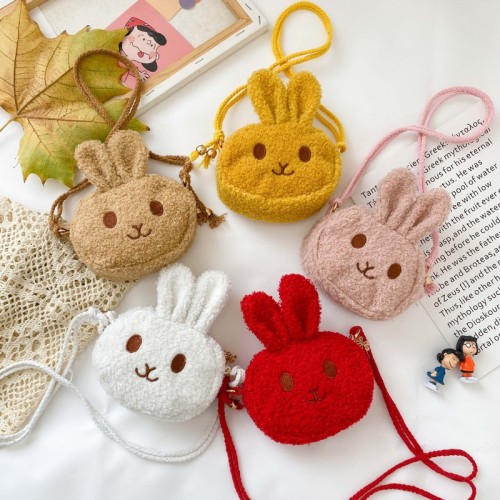 New Plush Bunny Children's Crossbody Bag Korean Style Cute Girls Shoulder Bag Toddler Coin Purse