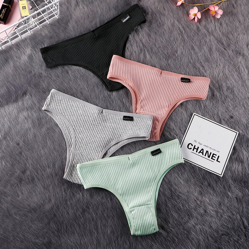 European and American pure cotton thong women's half hip-covering breathable cotton foreign trade underwear women's sports comfortable cotton briefs