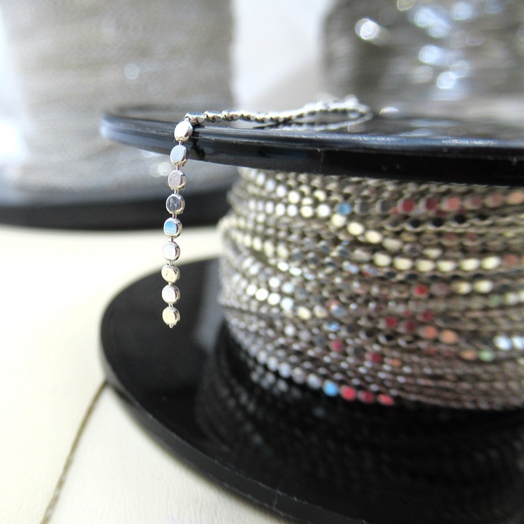 s925 sterling silver flat beads semi-finished chain handmade diy necklace accessories homemade jewelry accessories