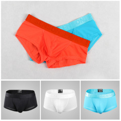 Nylon ice silk underwear men's boxer wide elastic low waist sexy
