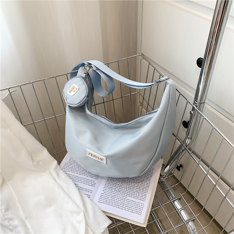 New nylon women's bag fashionable solid color dumpling bag soft girl shopping shoulder bag student change crossbody bag women