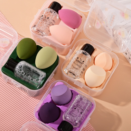 Wet and dry makeup egg set wholesale water drop sponge makeup egg gourd powder puff with cleaning agent