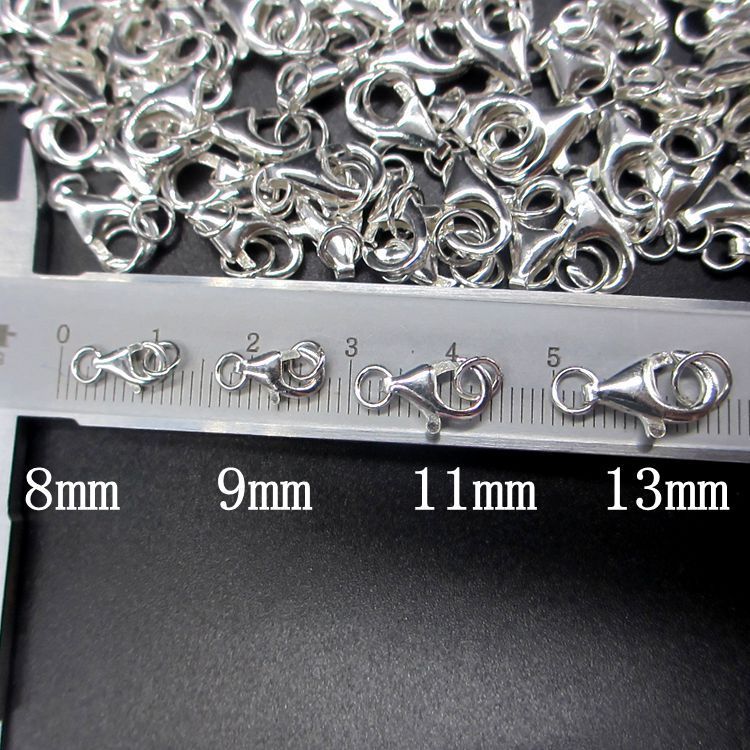 Thai Silver Wholesale Welded Seam Open Lobster Button Fish Head Buckle Spring Hook Bracelet Necklace 925DIY Accessories