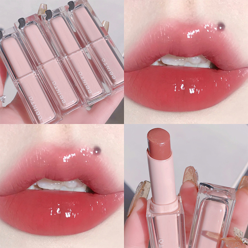 LEEINTO Peach Good Self Milk Jelly Lipstick Moisturizing Mirror Water Glow Jelly Color Long-lasting Lip Glaze