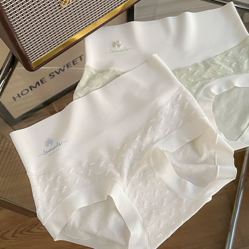 C406 Seamless nude feeling, hip-covering, powerful high-waist, tummy-tightening, butt-lifting, fresh jacquard three-dimensional girl's underwear