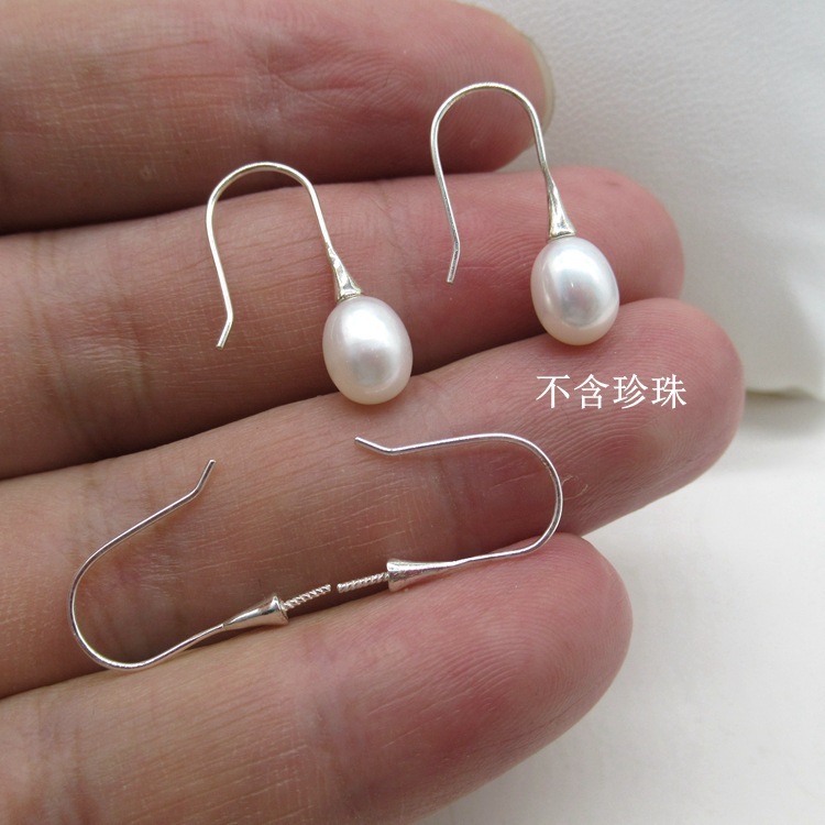 s925 sterling silver ear hook holder simple pearl earring accessories semi-finished earrings jewelry empty holder earrings earrings