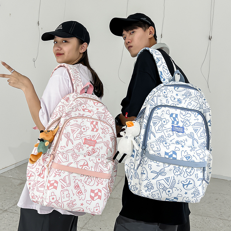 Middle School School Bag Girl New Casual Printed Graffiti Backpack Japanese Simple Elementary School Backpack Fashion