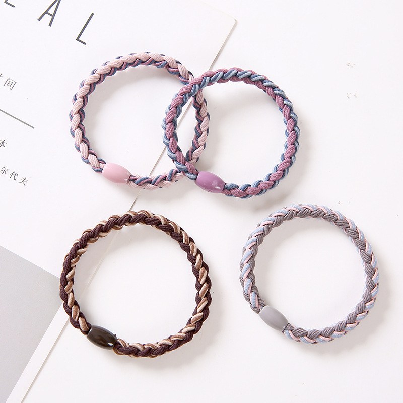 Qiyue spelled two-color braided hair band Korean style high elastic hair tie thick rubber band braided headband A103
