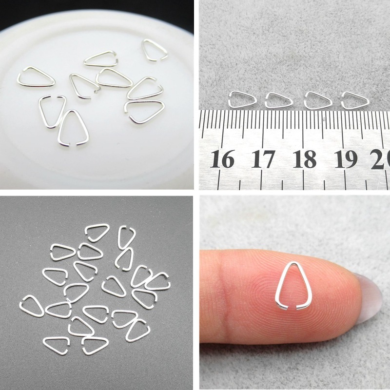 S925 sterling silver pendant buckle buckle DIY pearl beeswax round beads pass through pearl triangle type passepartout pair clip buckle silver jewelry