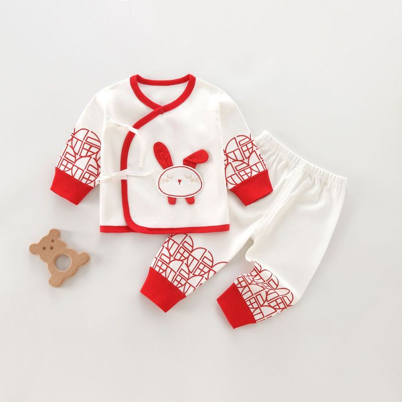 Baby underwear set spring and autumn monk clothing baby separates 0-6 months full moon clothing festive bunny baby four seasons style