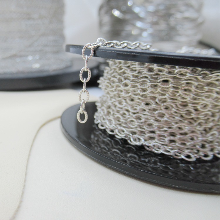 s925 sterling silver pattern O-shaped cross semi-finished chain sweater chain bracelet anklet diy handmade accessories material